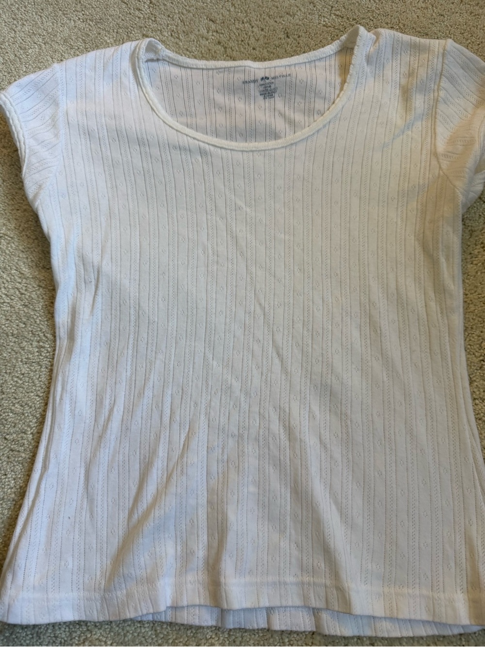 Brandy Melville White Short Sleeve Ribbed Knit Tee